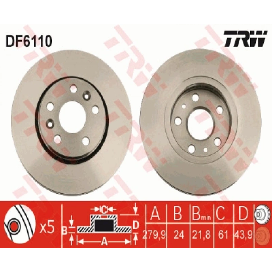 FREN DISKI ÖN TK 280MM(5 BIJON) KANGOO III-MERCEDES-BENZ/JITAN BM 08-