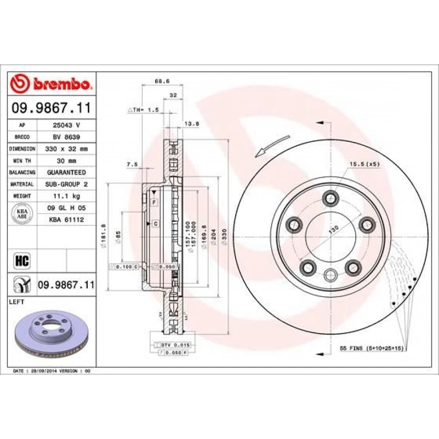 FREN DİSKİ ÖN TRANSPORTER T4 9095 HAVALI 280MM