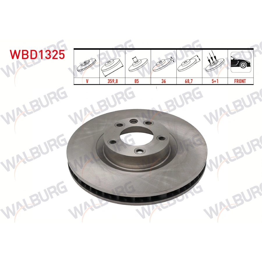 FREN DISKI SOL ON HAVALI KAPLAMALI PERFORMANS DELIKLI 5 BJN 359,80X36X85X68,7 VOLKSWAGEN TOUAREG (7P5) 3.0 TDI V6 - 3.0 TSI V6 2010-/PORSCHE CAYENNE 3.0 D - 3.0 S HYBRID - 3.6 S - 4.8 GTS - 4.8 TURBO