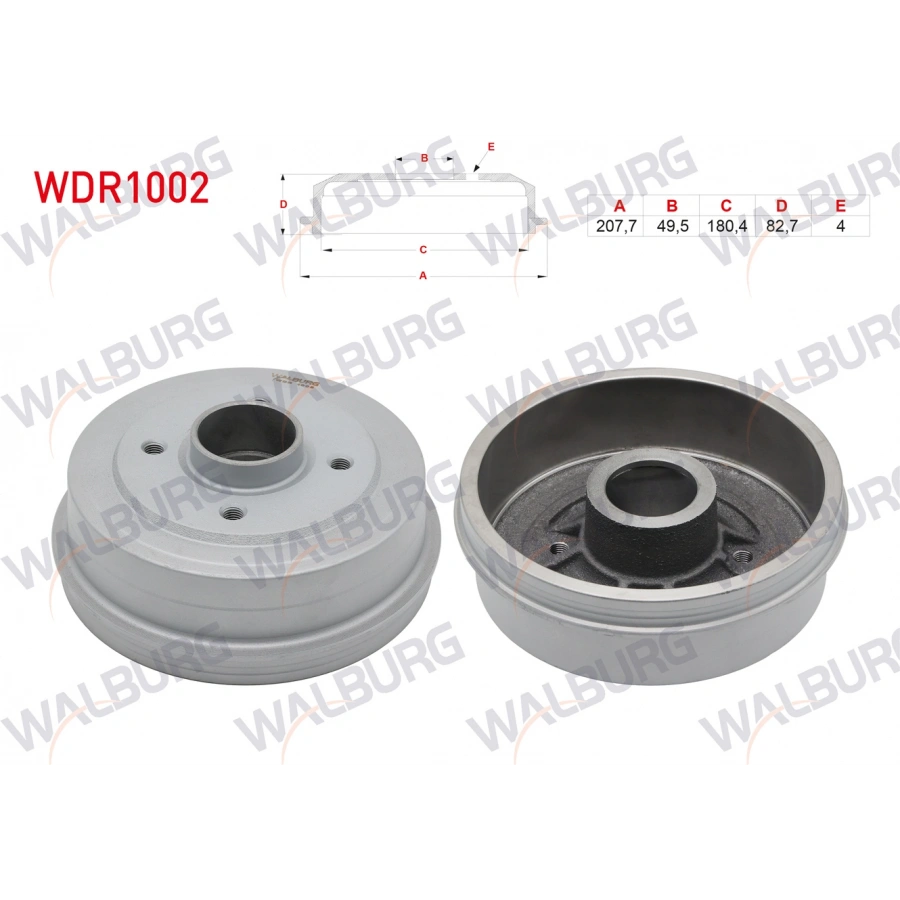 FREN KAMPANASI ARKA 4 DELIK 207,7X51,92X180,4X82,7 RENAULT 9 1.4 1985-2000 / CLIO II 1.2i - 1.4i 1998-2005