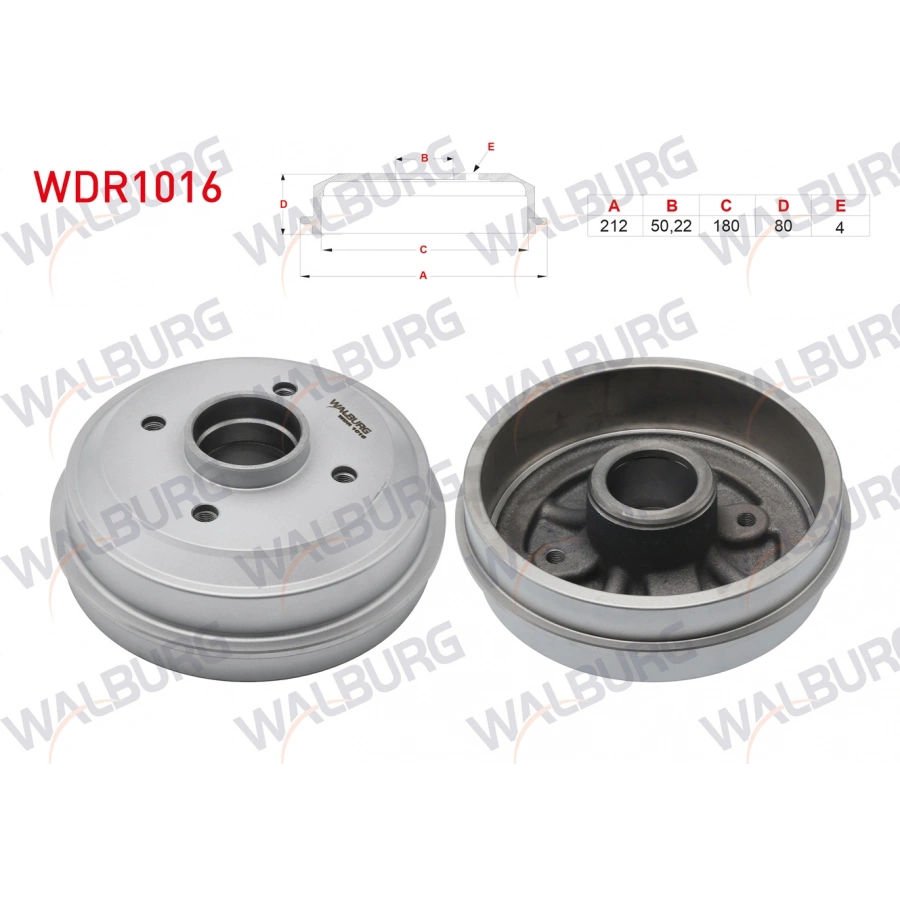 FREN KAMPANASI ARKA 4 DELIK 212X50,22X180X80 PEUGEOT 106 1.4i - 1.6i 1996-2002 / 206 1.4i - 1.6i 1998-2006 / CITROEN SAXO 1.4 - 1.5 D 1996-2004