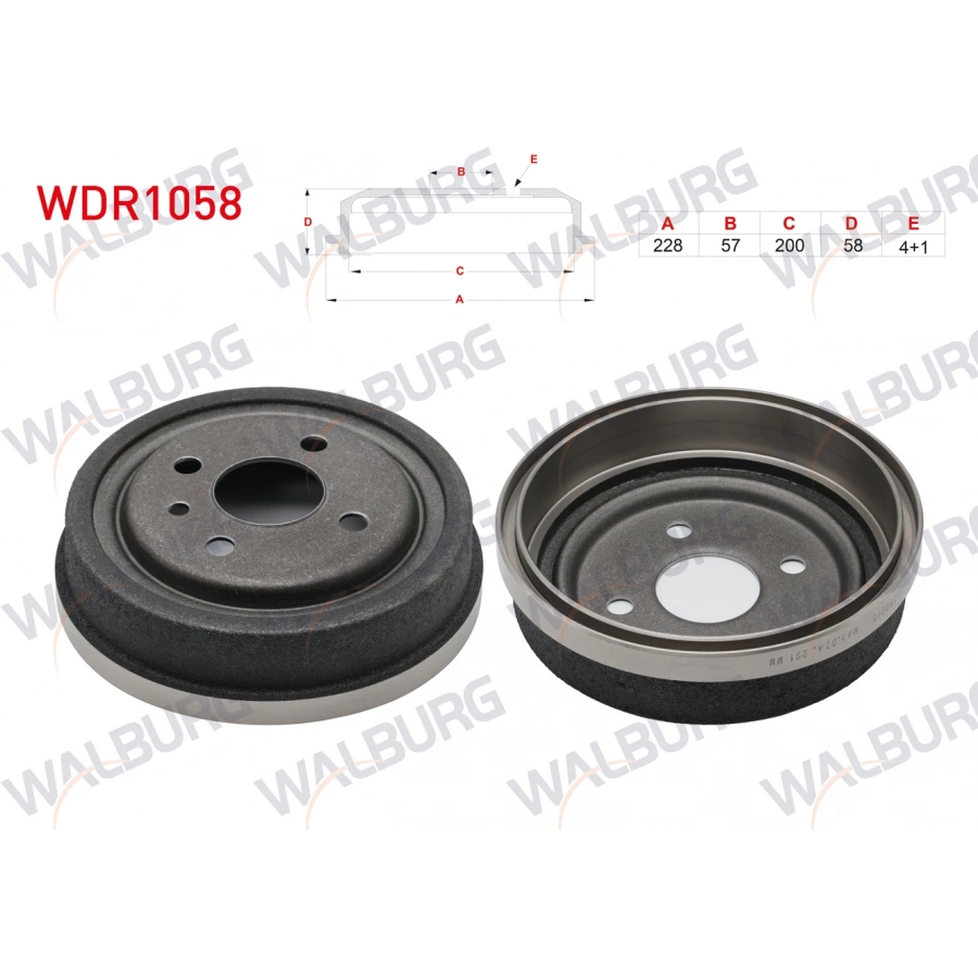 FREN KAMPANASI ARKA 4 DELIK 228X57X200X58 OPEL ASTRA F 1.4i - 1.6i 1991-1998/ ASTRA F CLASSIC 1.4i - 1.6i 1998-2002 / KADETT E 1.3 - 1.4 - 1.6 1994-1993