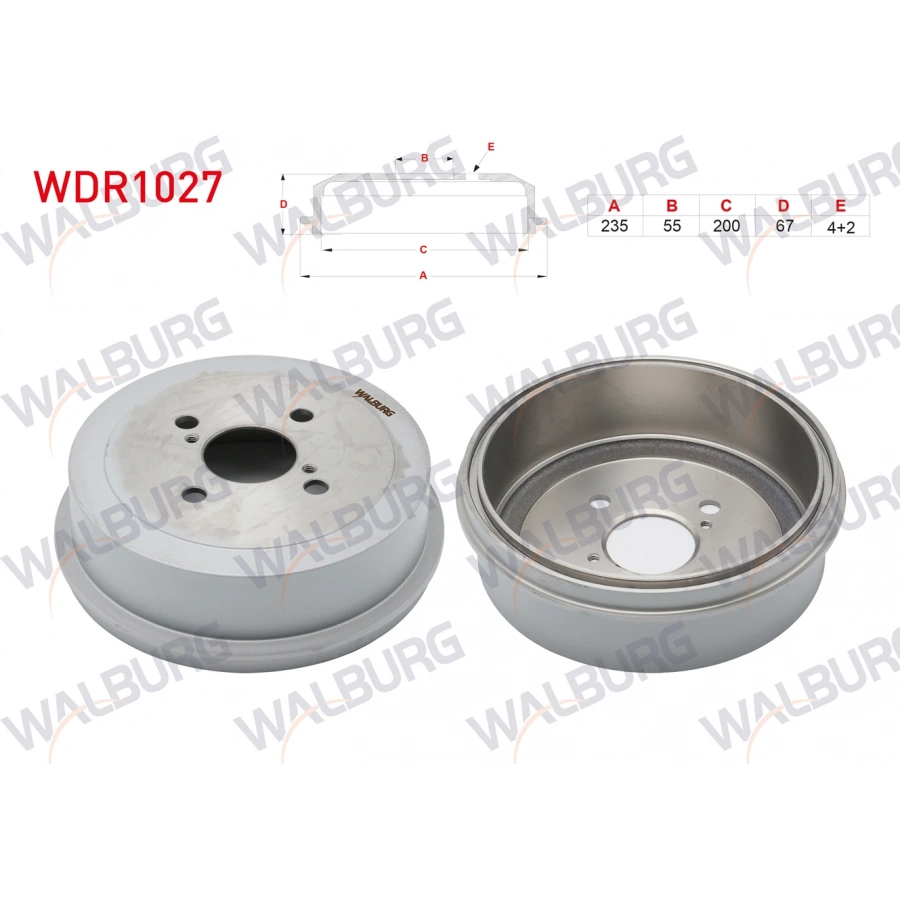 FREN KAMPANASI ARKA 4 DELIK 235X55X200X67 TOYOTA COROLLA 1.3i - 1.6i 1992-1997 / COROLLA 1.3i - 1.4i - 1.6i 1997-2002