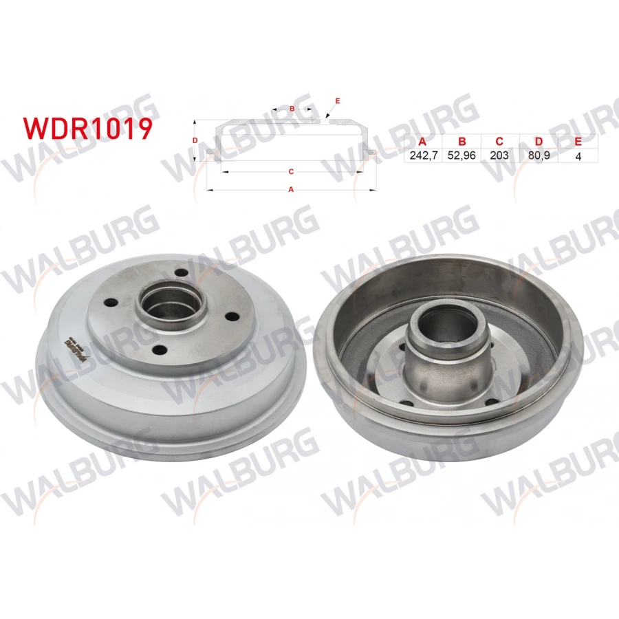 FREN KAMPANASI ARKA 4 DELIK 242,7X52,96X203X80,9 FORD FIESTA V 1.25i - 1.4i 16v - 1.4 TDCI - 1.6 TDCI 2001-2008 / FUSION 1.4 TDCI - 1.6 TDCI - 1.6i 2002-2010