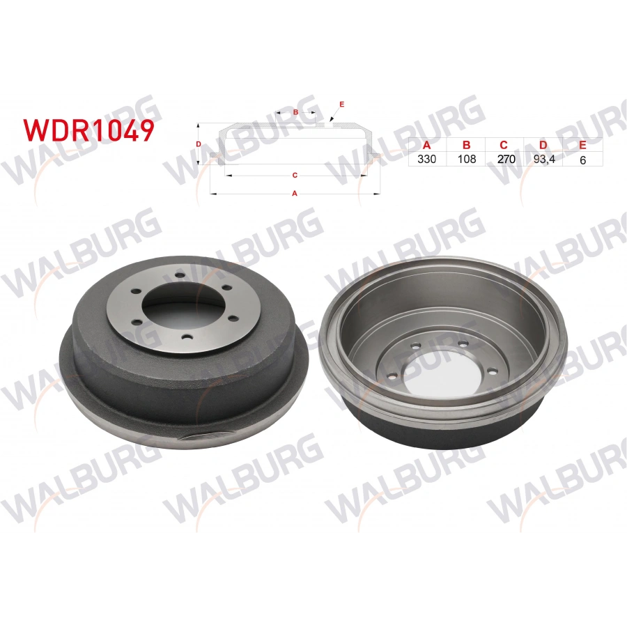 FREN KAMPANASI ARKA 6 DELIK 330X108X270X93,4 MITSUBISHI L 200 (K7T,K6T) 2.5 TD 1996-2007