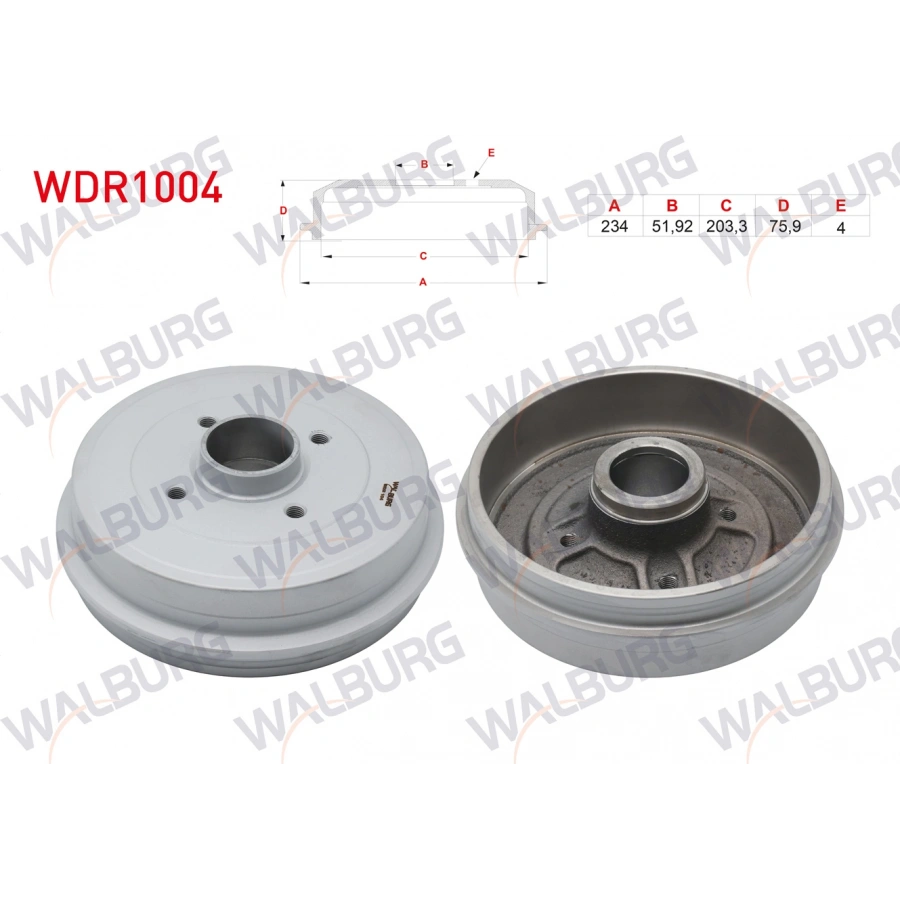 FREN KAMPANASI ARKA (ABSLI TIP) 4 DELIK 234X51,92X203,3X75,9 RENAULT CLIO II, III 1998-2012 / MEGANE II 2002-2008 / SYMBOL II 2008-2012 / MODUS 2004- / DACIA LOGAN 2004-2012 / R19