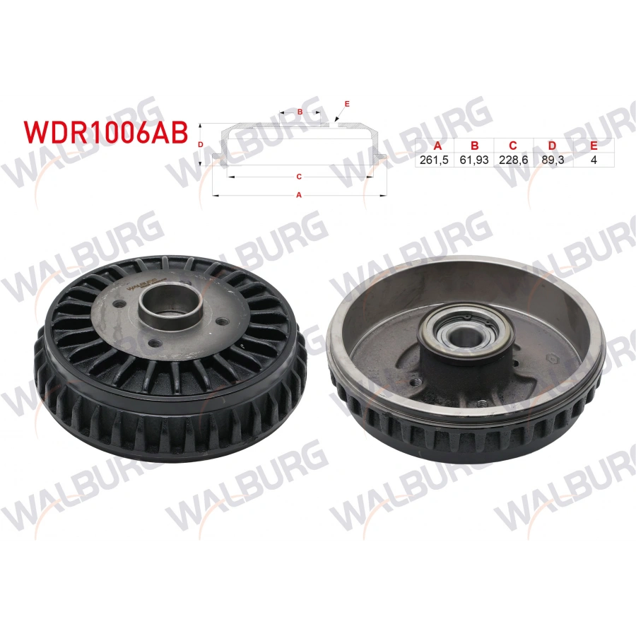 FREN KAMPANASI ARKA RULMANLI ABS OKUYUCULU TIRNAKLI 4 DELIK 261,5X61,93X228,6X89,3 RENAULT CLIO IV 1.2 TCE - 1.5 DCI 2012 / KANGOO 1.5 DCI 2008- / CAPTUR 1.2 - 1.5 DCI 2013-