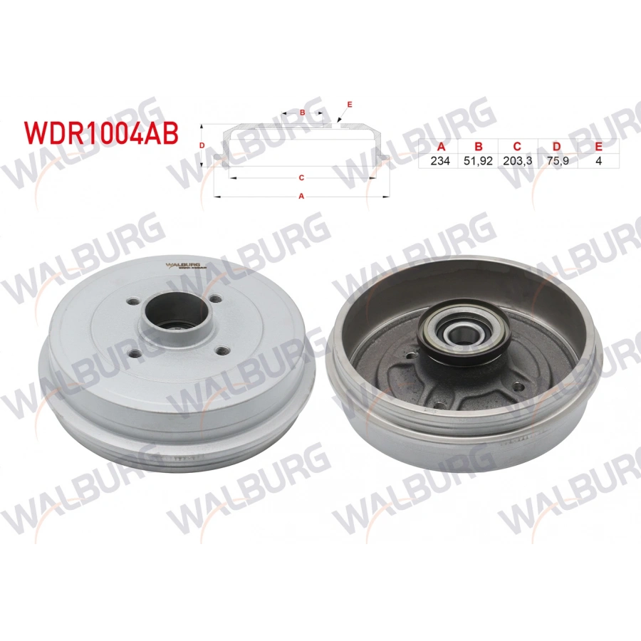 FREN KAMPANASI ARKA RULMANLI ABSLI 4 DELIK 234X51,92X203,3X75,9 RENAULT CLIO II 1998-2005/ MEGANE II 2002-2008 / SYMBOL II 2008-2012 /DACIA LOGAN 2004-2012