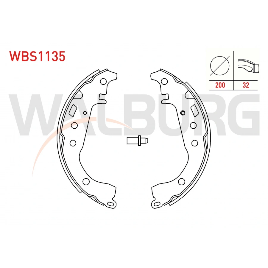 FREN PABUC BALATA ARKA 200X32 TOYOTA YARIS 1.0i - 1.3i 1999-2005/ CELICA 1.8 1993-2005