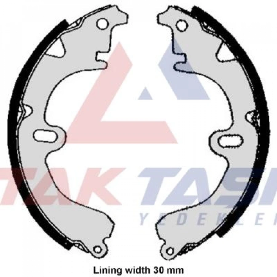 FREN PABUC BALATA ARKA 200X30/37mm TOYOTA COROLLA (E9) 1.3 - 1.6 - 1.8 D 1987-1993/ COROLLA (E10) 1.3i - 1.6i 1992-1997/ COROLLA (E11) 1.4i - 1.6i 1997-2002