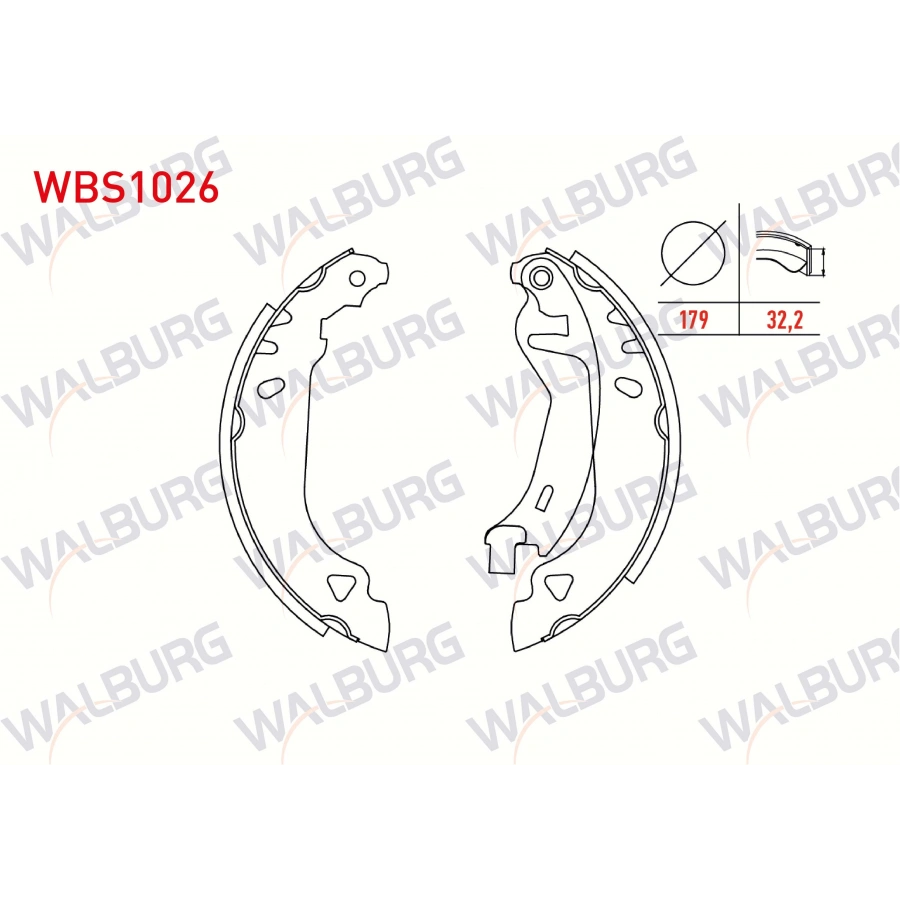 FREN PABUC BALATA ARKA FIAT TEMPRA 1.6 LEVYELI 179X32,2 mm 1992-1999/ FIAT TIPO 1.6i 1990-2000/ FIAT TEMPRA 1.6i 1992-1999/ FIAT TIPO 1.4i 1990-2000