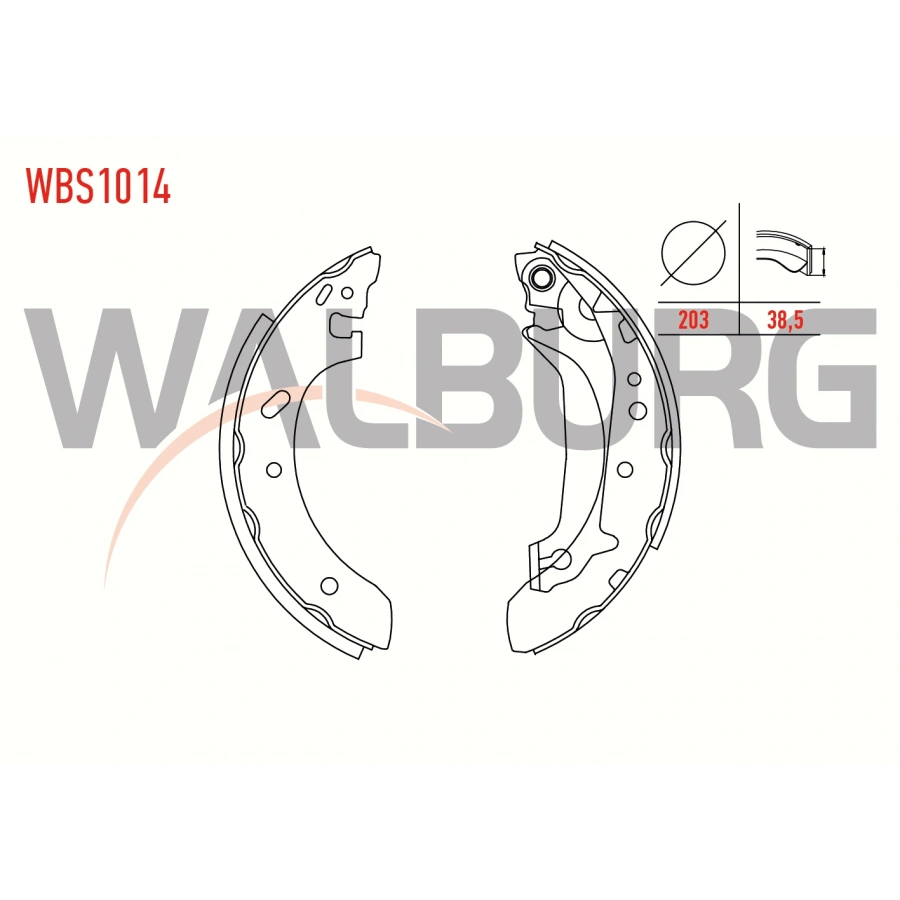 FREN PABUC BALATA ARKA FORD ESCORT VII 1.3 GENIS TIP LEVYELI 203X38,5mm 1995-1999/ESCORT VII 1.4 1995-1999/ESCORT VII 1.6 16v 1995-1999/ESCORT VII 1.8 TD 1995-1999/ESCORT VII 1.8i 1995-1999