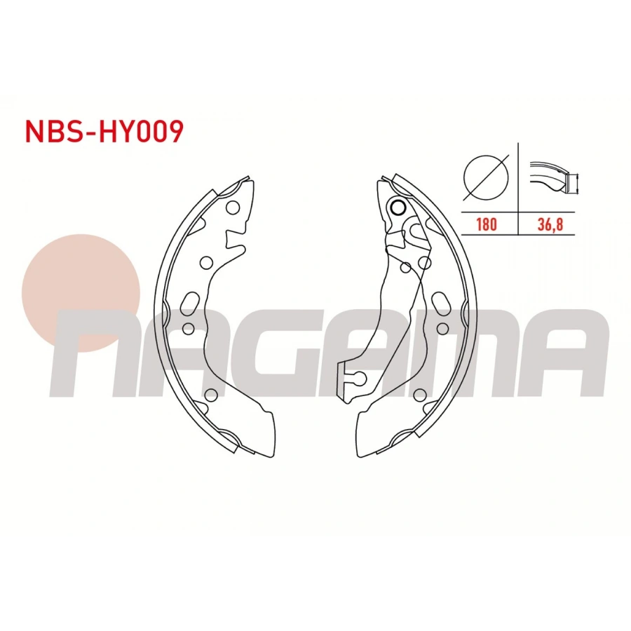 FREN PABUC BALATA ARKA HYUNDAI ACCENT II (LC) 1.5i LEVYELI 180X36,8 mm 1989-1995/HYUNDAI EXCEL 1.3i 1990-1995/HYUNDAI EXCEL 1.5i 1990-1995