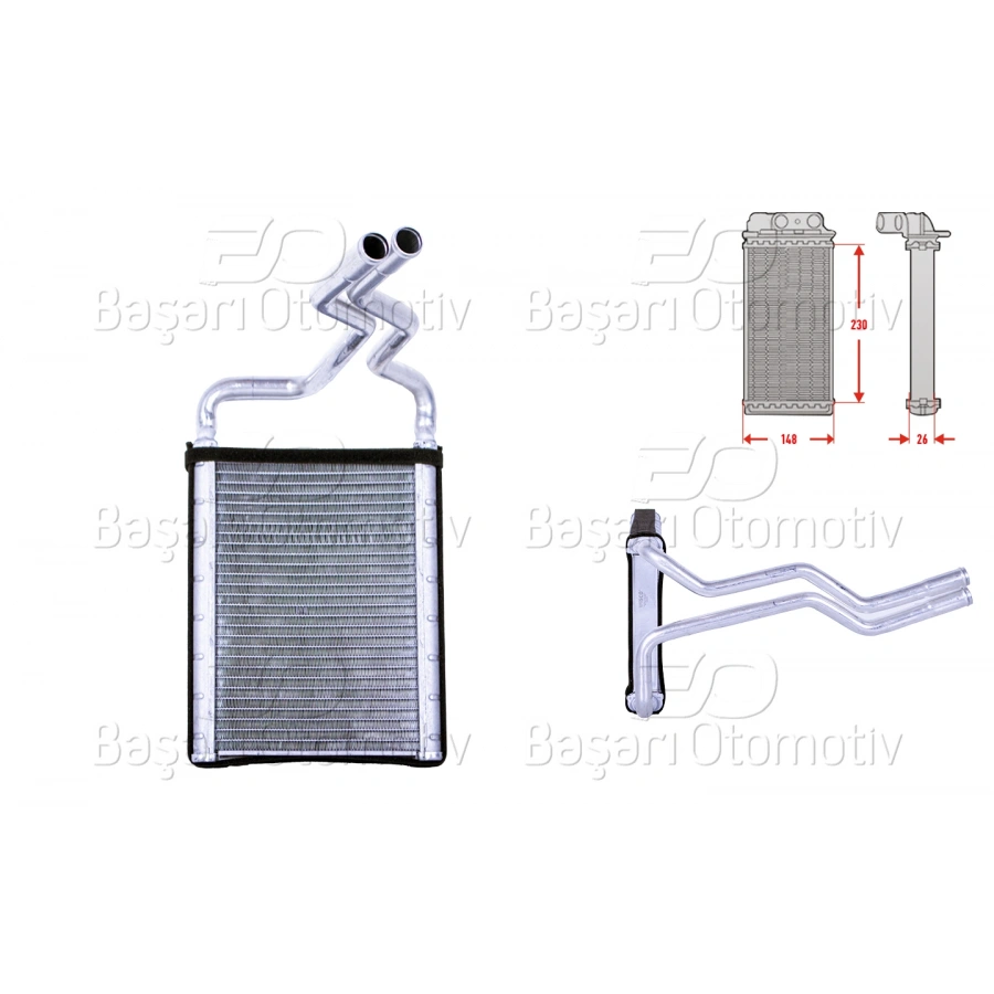 KALORIFER RADYATORU BRAZING 149X225 MM HYUNDAI SANTA 2.0 2.2 CRDI 06 >