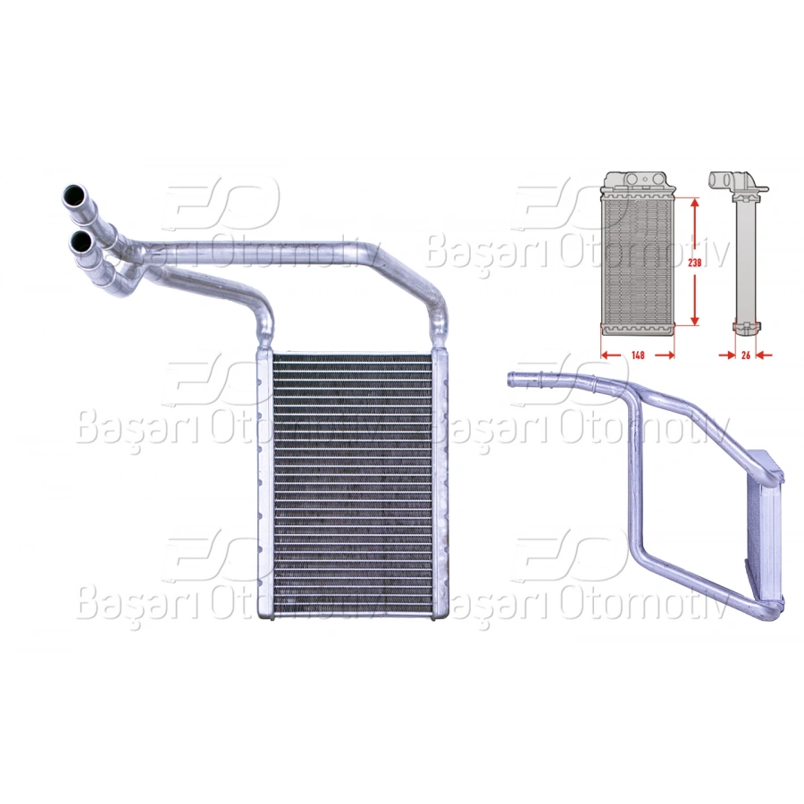 KALORIFER RADYATORU BRAZING 149X238 MM FORD TOURNEO CUSTOM V362 (F3) 2.0 EcoBlue 15> TRANSIT CUSTOM V362 2.0 EcoBlue 15>