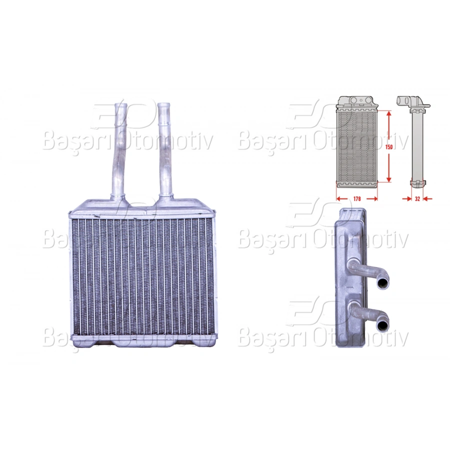 KALORIFER RADYATORU BRAZING 160X190 MM OPEL COMBO 1.2 1.4 1.7 D CORSA B 1.0 1.2 1.4 I 1.5 D 1.6 I 1.7 D TIGRA 1.4 1.6 16V 93 >