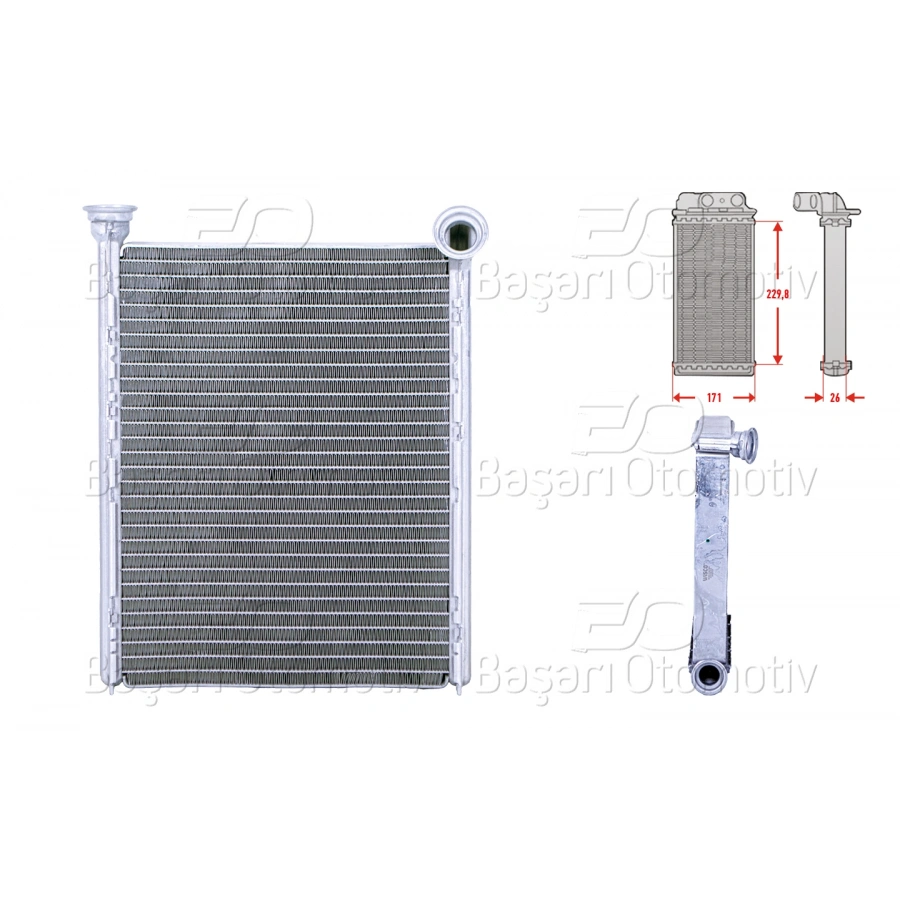 KALORIFER RADYATORU BRAZING 170X223 MM PEUGEOT308 1.4 1.6 16V RCZ 1.6 16V 2.0 HDI CITROEN C3 1.2 THP 1.6 HDI 07 >