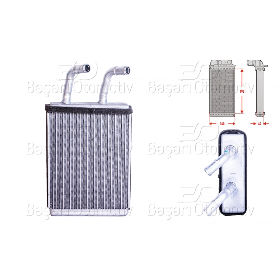 KALORIFER RADYATORU BRAZING 195X160X42 MM KIA PREGIO BOX 2.7 D 2.5 D 95 >
