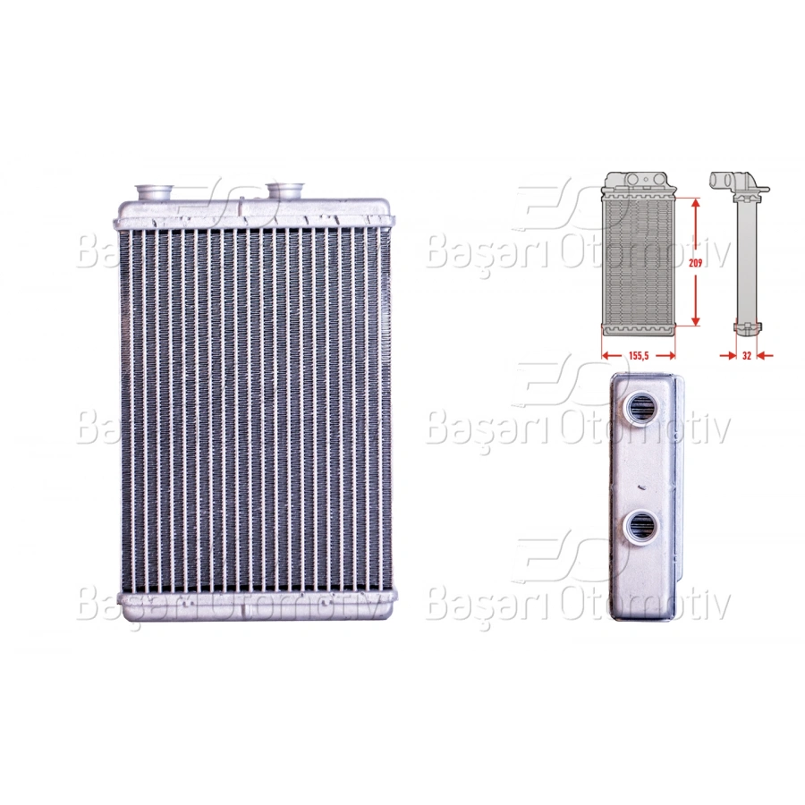 KALORIFER RADYATORU BRAZING 208X158 MM FIAT DOBLO CARGO 1.2 1.3 D 1.3 JTD 1.9 JTD FIAT IDEA 1.2 16V 1.3 D 1.4 FIAT PUNTO 1.2 1.3 JTD 1.8 1.9 JTD 1999>