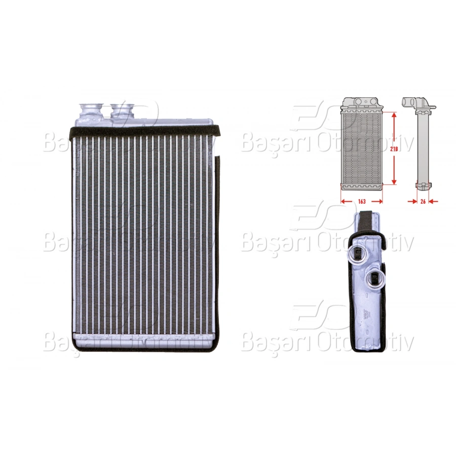 KALORIFER RADYATORU BRAZING 218X155 MM CITROEN C5 III 1.6 HDi 08> PEUGEOT PARTNER TEPEE 1.6 HDi 08> CITROEN BERLINGO MULTISPACE (B9) 1.6 BlueHDi 14>