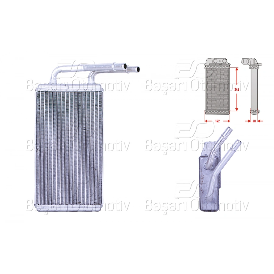 KALORIFER RADYATORU BRAZING 245X152 MM FORD TRANSIT (E_ _) 2.5 TD 94-00 TRANSIT TOURNEO 2.5 TD 94-00