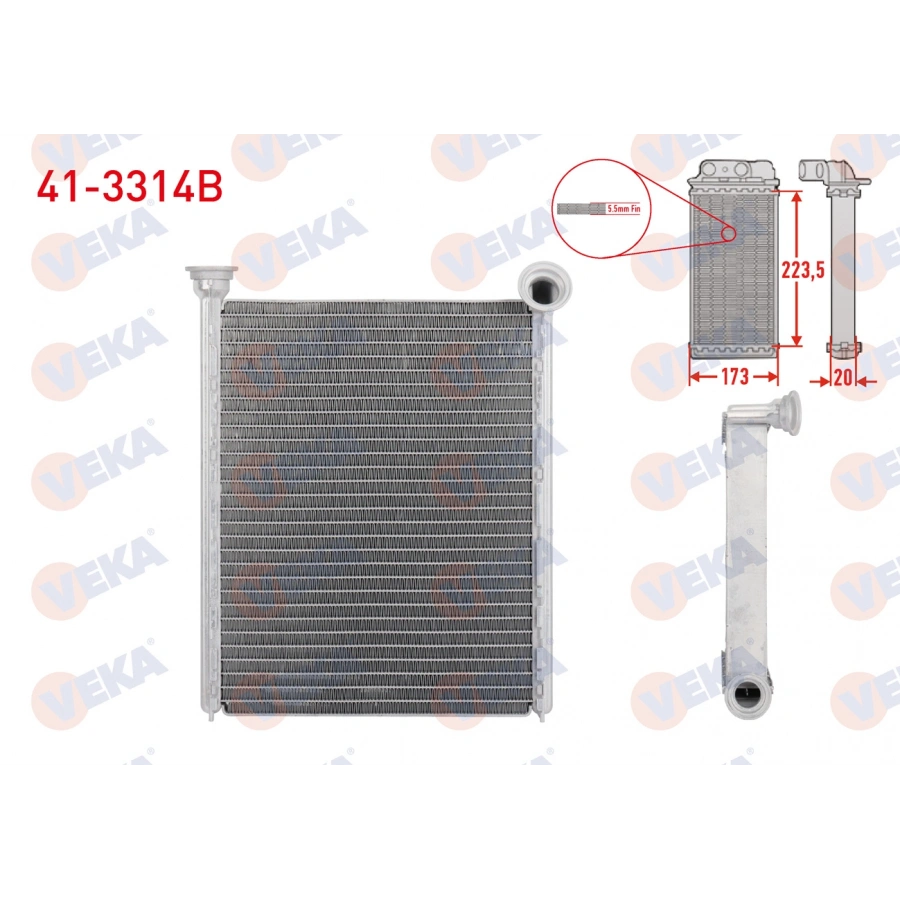 KALORIFER RADYATORU BRAZING (5.5mm fin) PEUGEOT 308 (4A,4C) 1.6 HDI 2007-2013