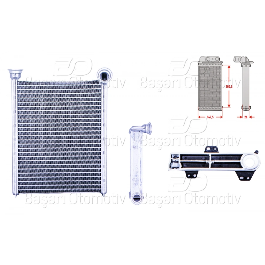 KALORIFER RADYATORU BRAZING MT-AT 148X203 MM RENAULT MEGANE4 KADJAR TALISMAN 1.2 1.3TCE 1.5 1.6DCI 2015 >