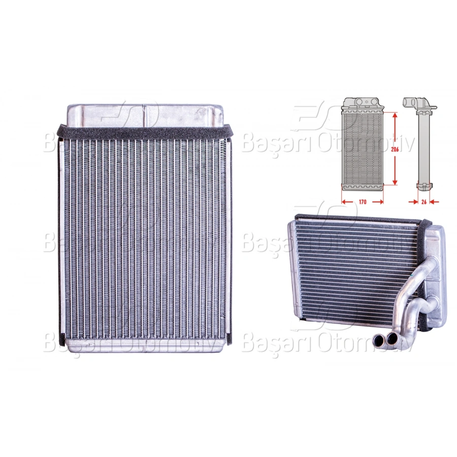 KALORIFER RADYATORU BRAZING MT-AT 166X170X42 MM HYUNDAI TRAJET2.0 CRDI 00 >