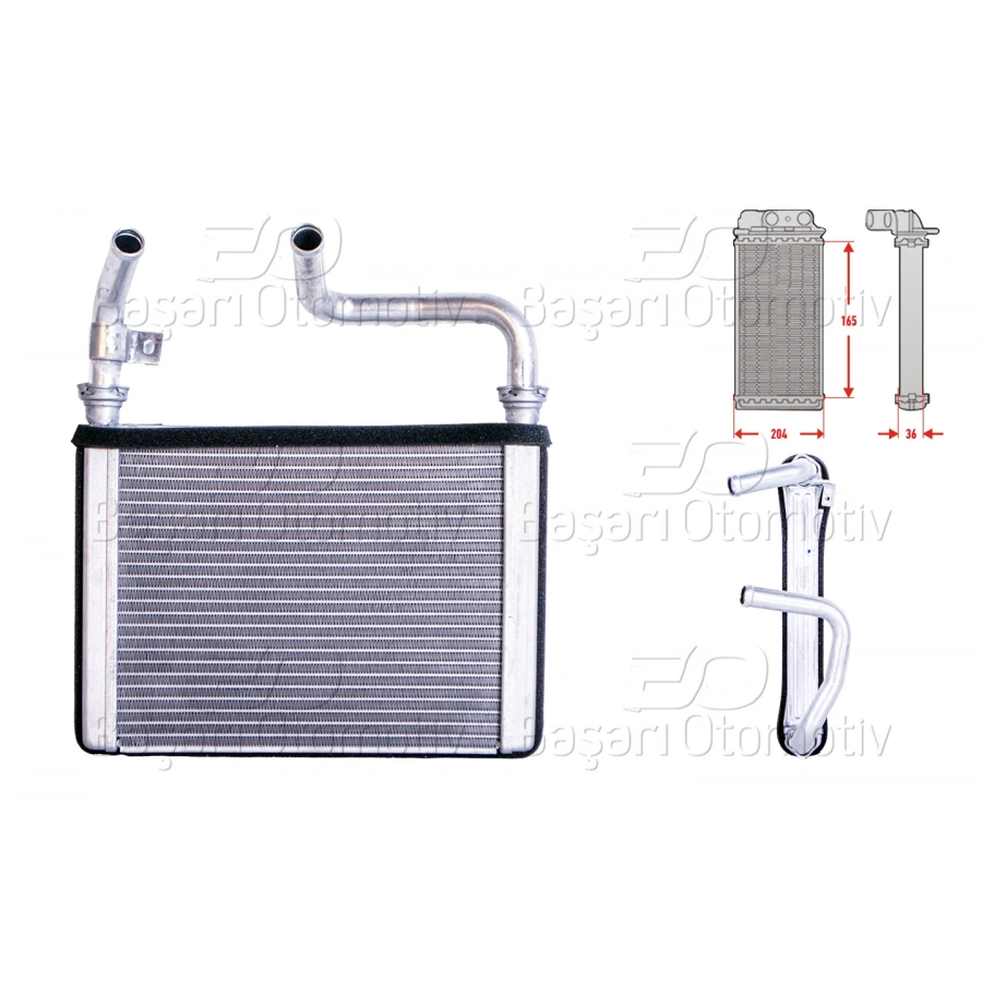 KALORIFER RADYATORU BRAZING MT-AT 204X165X36 MM HONDA ACCORD 90 >