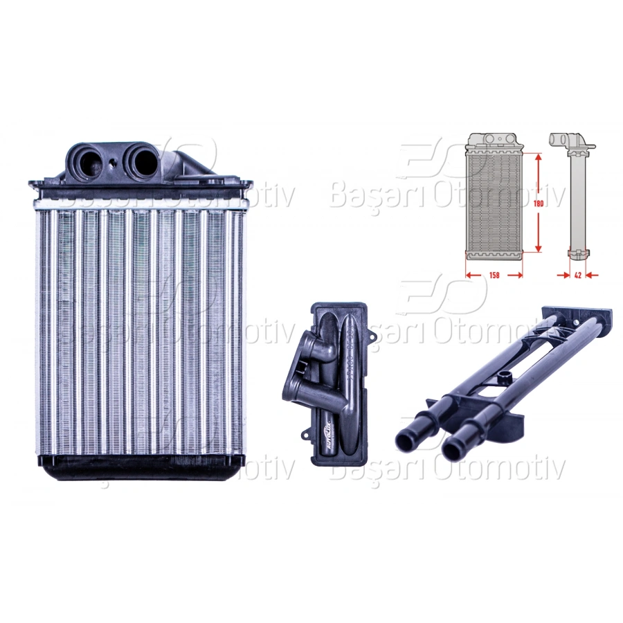 KALORIFER RADYATORU MEKANIK MT-AT 180X158X42 MM FIAT500C PANDA 1.2 1.3 1.4 2003 > FORD KA 1.2 1.3TDCI 2008-2016