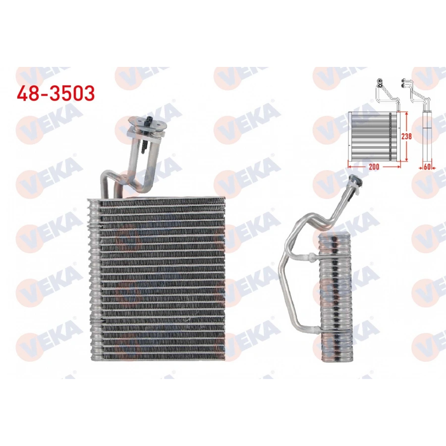 KLIMA EVAPORATORU BORULU 200X238X60 RENAULT KANGOO 1.5 DCI -1.6 16v 1998-2008 / KANGOO 1.9 DCI 2001- / KANGOO Express 1.5 DCI 2008- / CLIO II 1.5 DCI - 1.4i 16v - 1.6i 16v 1998-2005