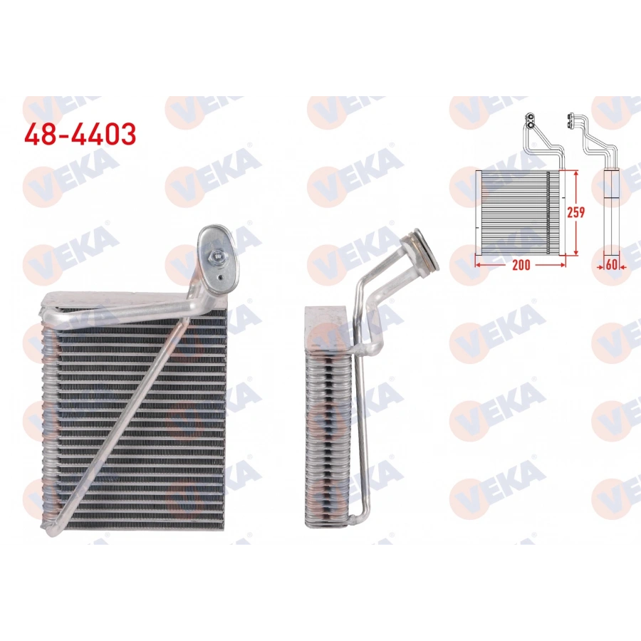 KLIMA EVAPORATORU BORULU 259X200X60 VOLKSWAGEN PASSAT (3B2) 1996-2000 / PASSAT PASSAT (3B3) 2000-2005 / AUDI A4 1994-2001 / SKODA SUPERB I 2005-2008