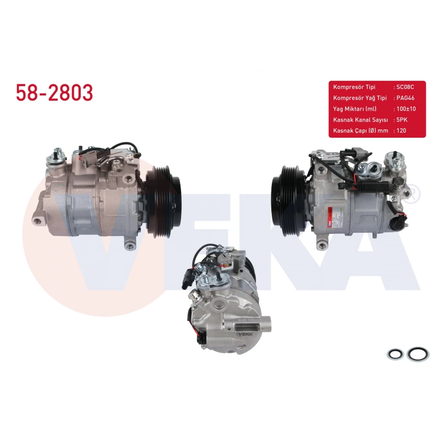 KLIMA KOMPRESORU 5PK 120mm MERCEDES A SERISI (W176) A 180 - A 180 CDI - A 200 - A 200 CDI 12-/ B SERISI (W246) B 160 - B 180 - B 180 CDI - B 200 11-/ CLA (C117) 180 - 200 13-/ GLA (X156) GLA 200 13-