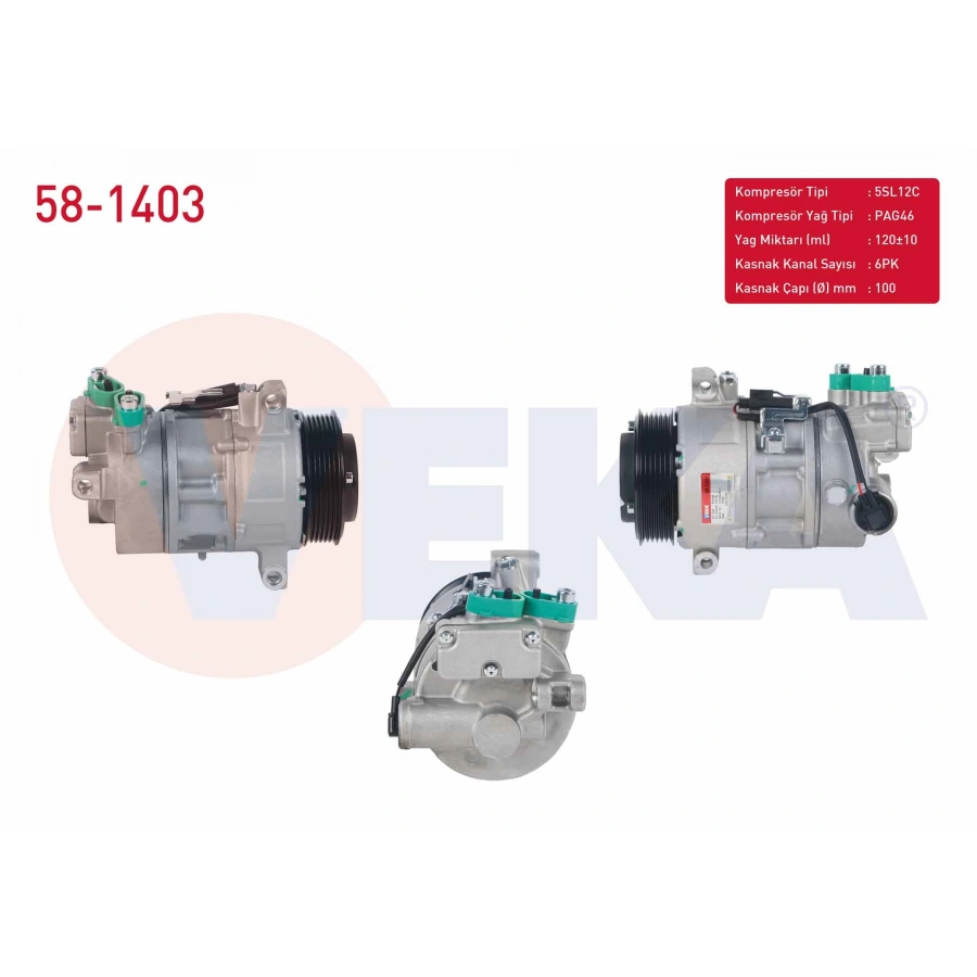 KLIMA KOMPRESORU 6PK 100mm BMW 1 SERISI (E87) 118D - 120D 2003-2012/ 3 SERISI (E90) 320D 2005-2011