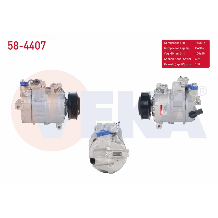 KLIMA KOMPRESORU 6PK 100mm VOLKSWAGEN AMAROK 2.0 TDI - 2.0 BITDI 2010- / TRANSPORTER V 2.0 TDI 2003-2011