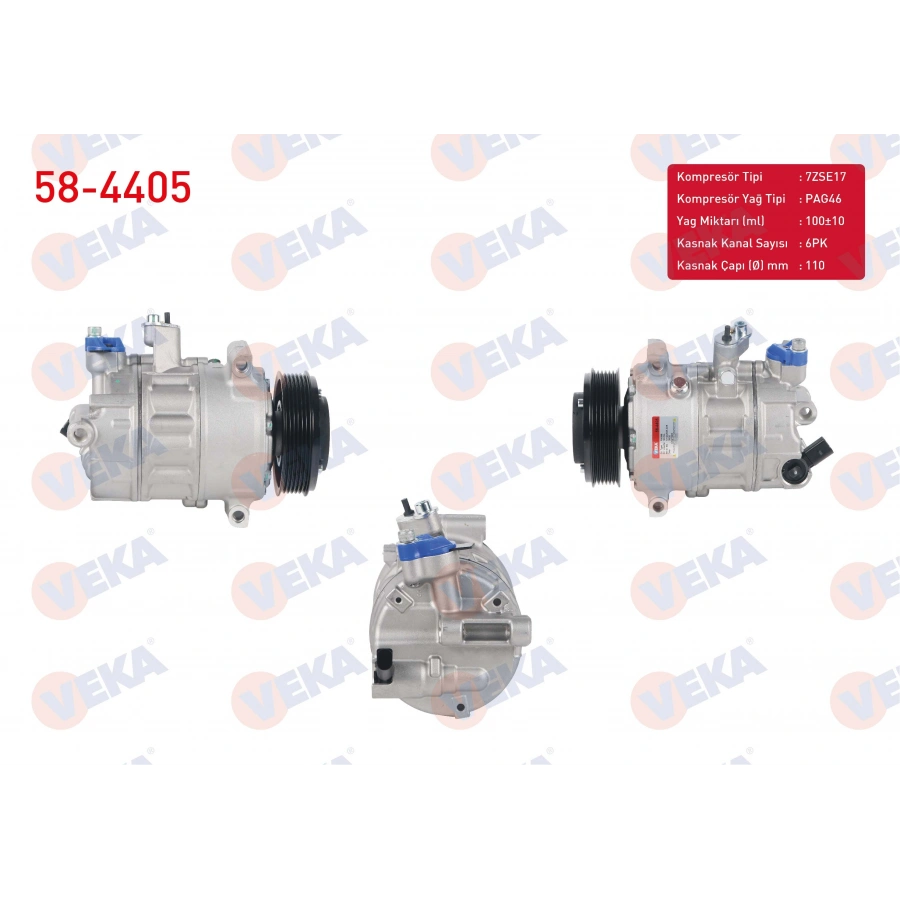 KLIMA KOMPRESORU 6PK 110mm AUDI A3 1.6 2003-2012/ SEAT LEON 1.4 TSI 2005-2012/ SKODA SUPERB 1.6 TDI 2010-2015/ VW CADDY III 2.0 TDI 2004-2015/ GOLF V 1.6i 2003-2009/ PASSAT 1.6 TDI 2008-2012