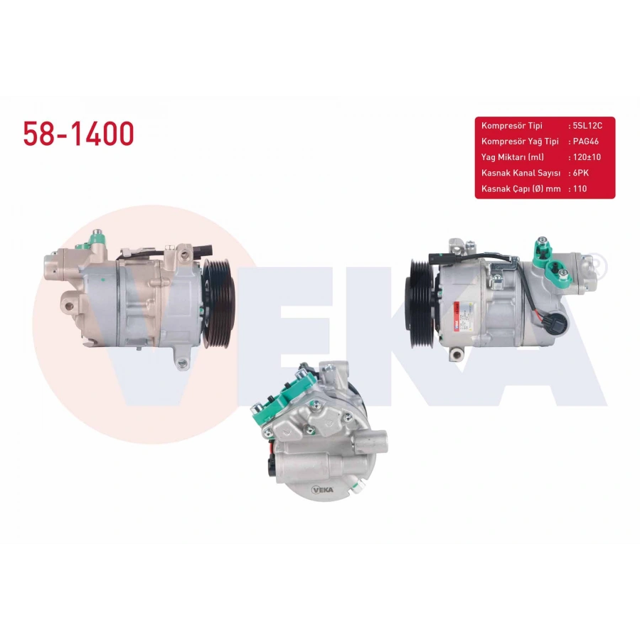 KLIMA KOMPRESORU 6PK 110mm BMW 1 SERISI (E81-E87) 116i - 118i - 120i 2004-2012 / 3 SERISI (E90) 316i - 318i - 320i 2005-2011 / X1 (E84) 1.8i 2011- / X1 (E84) sDrive 18 i 2010-2015