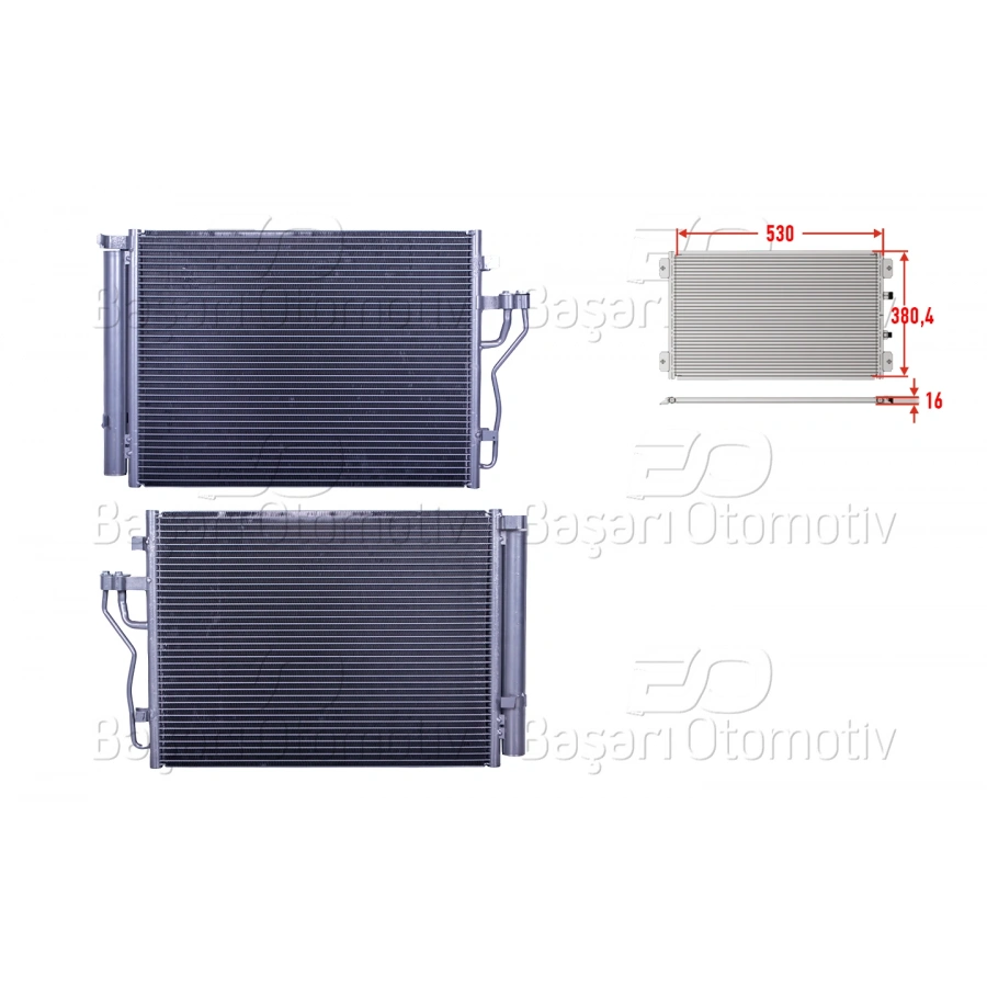KLIMA RADYATORU 530X380,4X16 HYUNDAI IX35. KIA SPORTAGE CARENS 1.7 2.0CRDI 10>