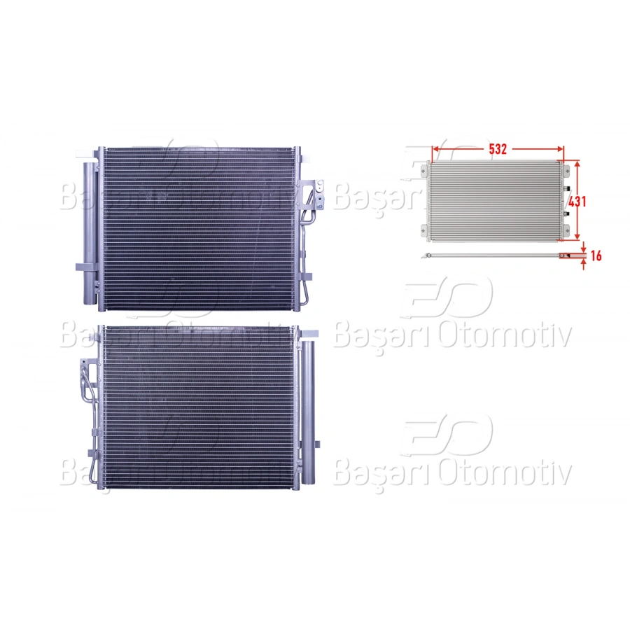 KLIMA RADYATORU 532X431X16 HYUNDAI SANTA FE 2.0CRDI 2.2CRDI 06-12