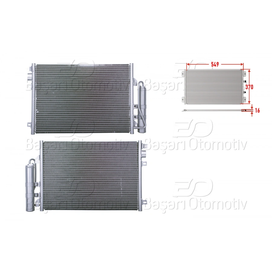 KLIMA RADYATORU 549X370X16 DACIA LOGAN 1.0 1.4 1.6 I SANDERO 1.6 I 16V CLIO 1.6 I 16V LOGAN 1.0 1.4 1.6 I 04 >