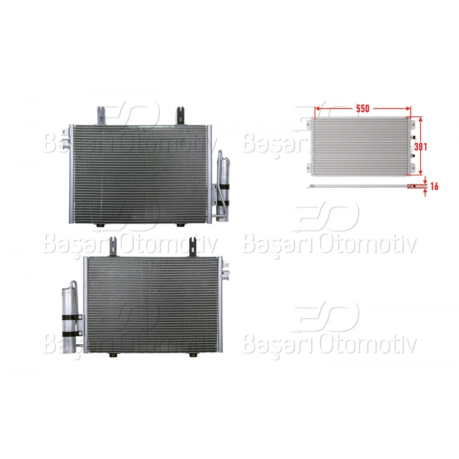 KLIMA RADYATORU 550X381X16 RENAULT KANGOO 1.2 1.4 1.5DCI 1.6 1.9DTI 97-03