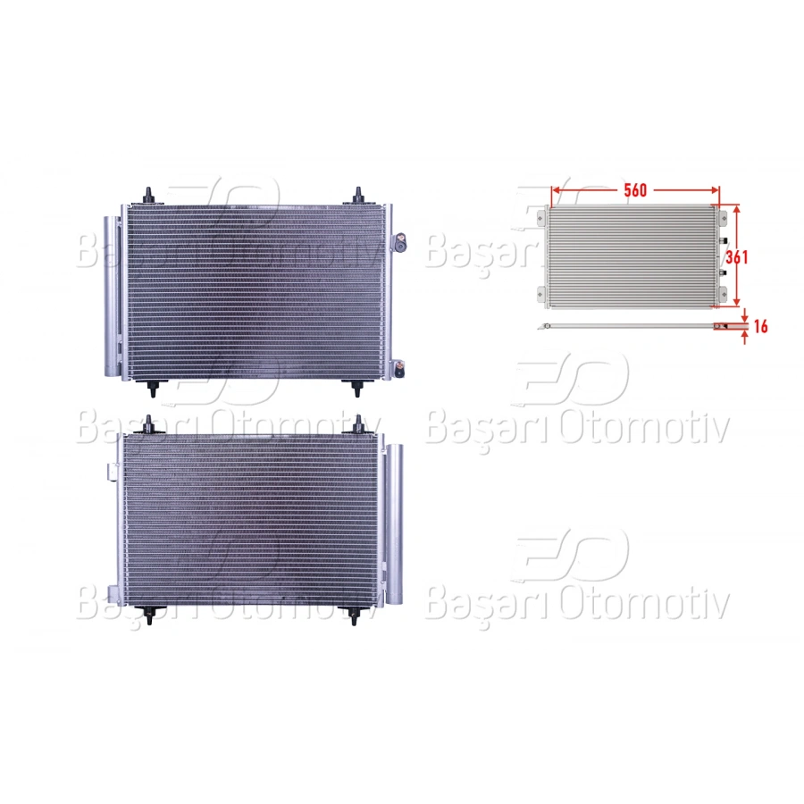 KLIMA RADYATORU 560X361X16 CITROEN C4 BERLING PEUGEOT307 308 408 5008 3008 09-15 1.6HDI 2.0HDI 04>