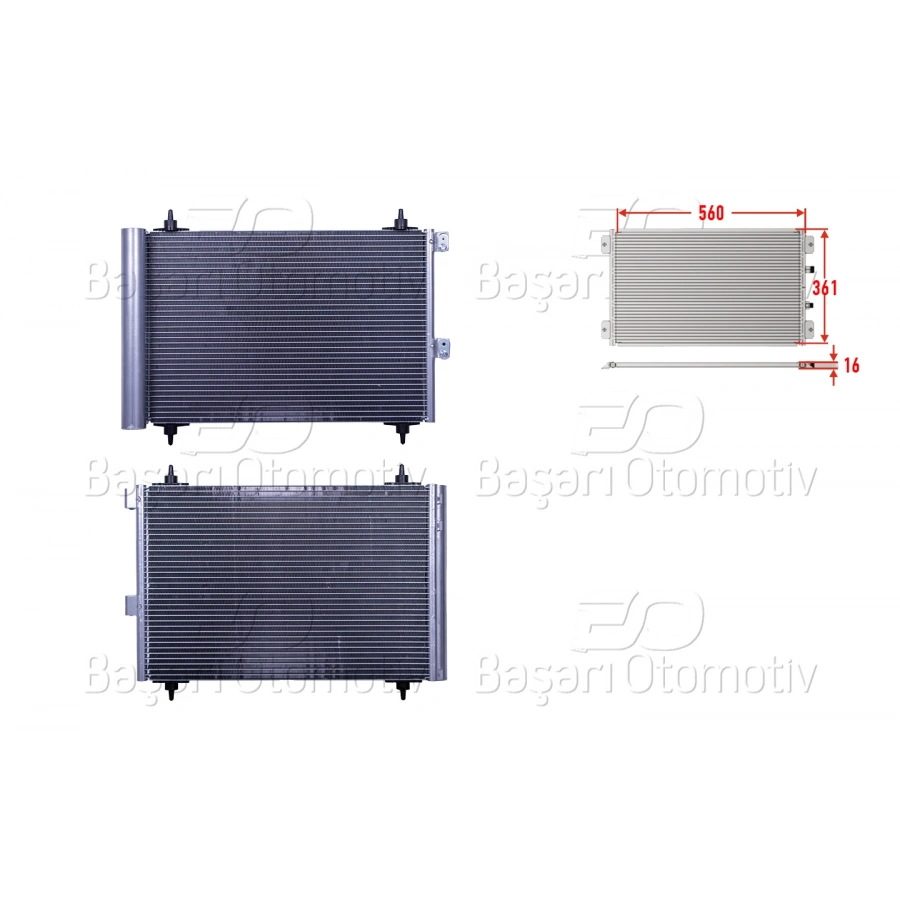 KLIMA RADYATORU 560X361X16 PEUGEOT PARTNER. CITROEN BERLINGO 1.6 DIZEL 06>