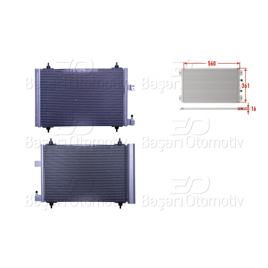 KLIMA RADYATORU 560X361X16 PEUGEOT307 2.0HDI . CITROEN C4 1.6HDI 01>