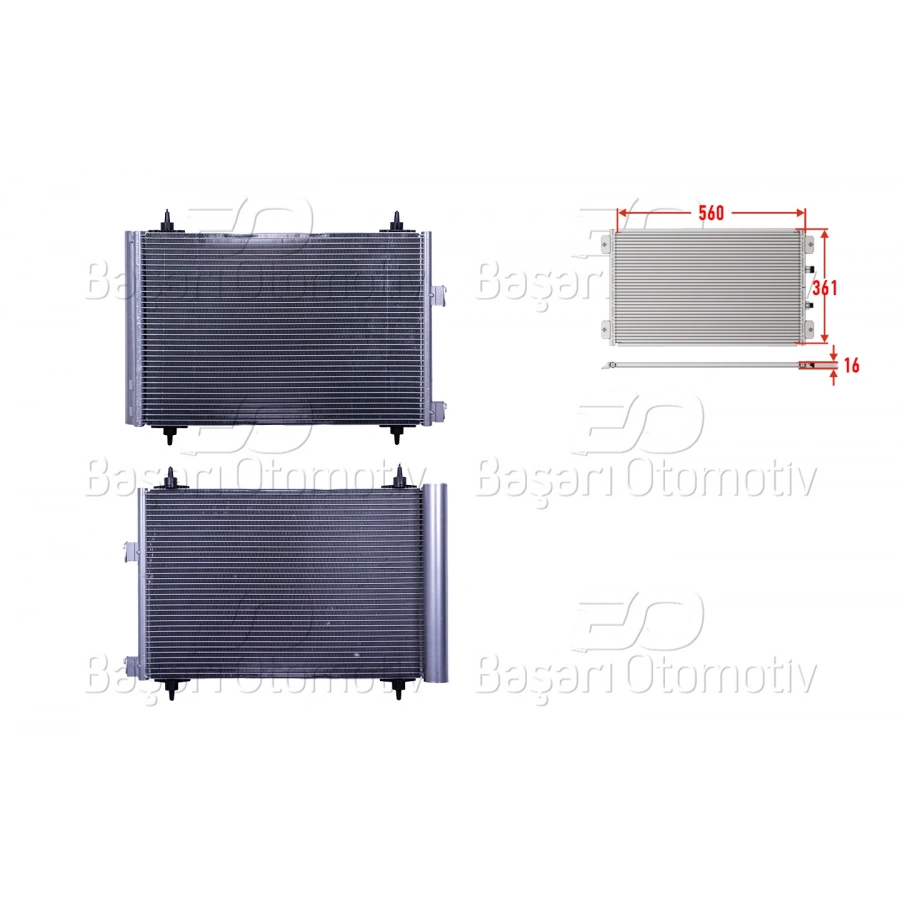 KLIMA RADYATORU 560X361X16 PEUGEOT307 BENZIN+1.4HDI. 2.0HDI