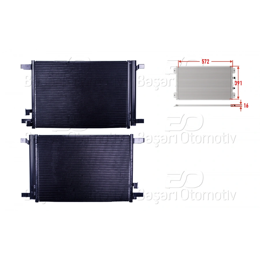 KLIMA RADYATORU 572X391X16 VW GOLF7 PASSAT TIGUAN AUDI A3 Q2 TT SKODA SUPERB OCTAVIA 3 SEAT LEON ATECA 1.0 TFSI 1.2 TFSI 1.4 TSI 1.4 TFSI 1.6 TDI 1.8 TFSI 2.0 TDI 2.0 TFSI 12 >