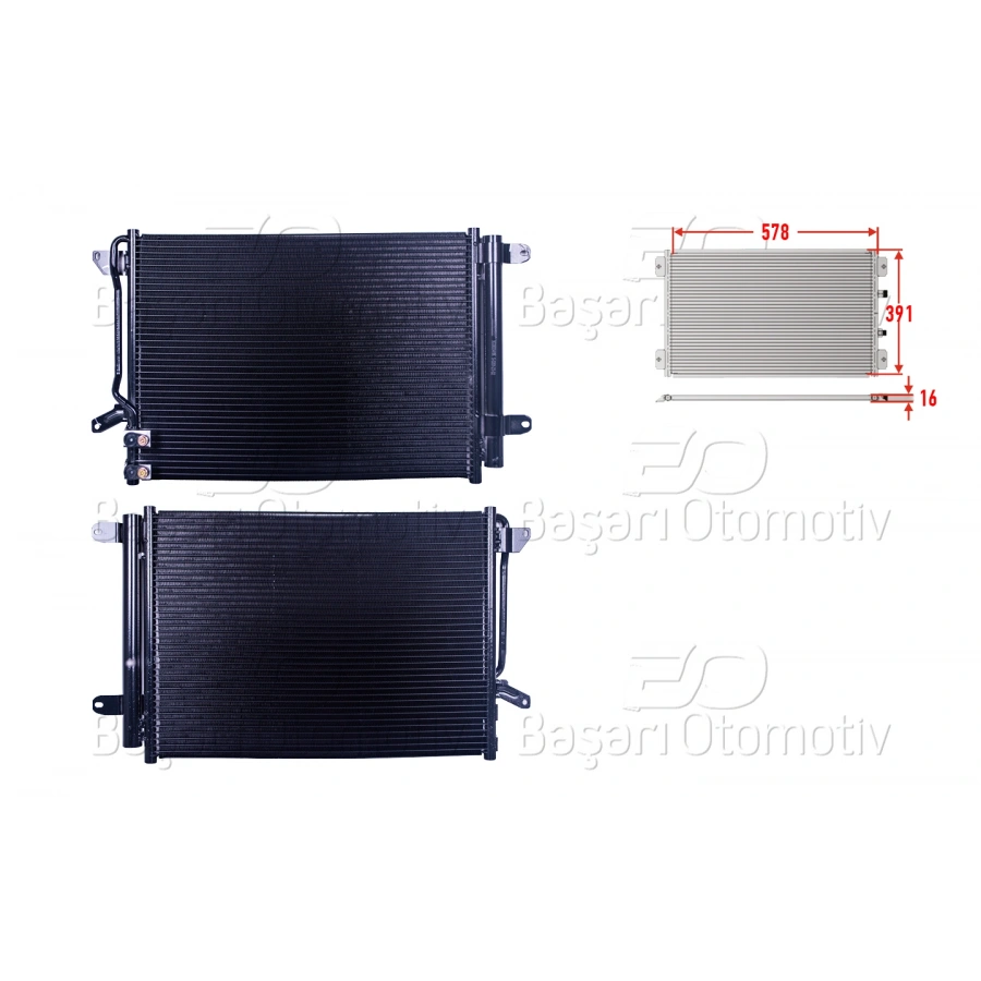KLIMA RADYATORU 578X391X16 VW BETTLE JETTA 4 1.2 TSI 1.4 TSI 1.6 TDI 2.0 TDI 2.0 TSI 2.5 16 >