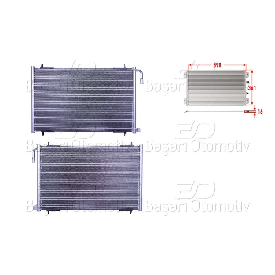KLIMA RADYATORU 590X361X16 PEUGEOT206 98>