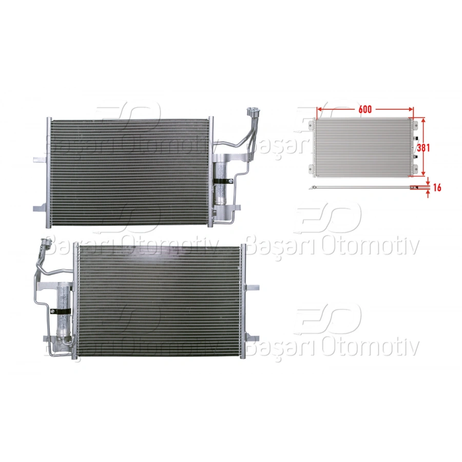 KLIMA RADYATORU 600X381X16 MAZDA3 5 1.3 1.6 2.0 2.3 03-08