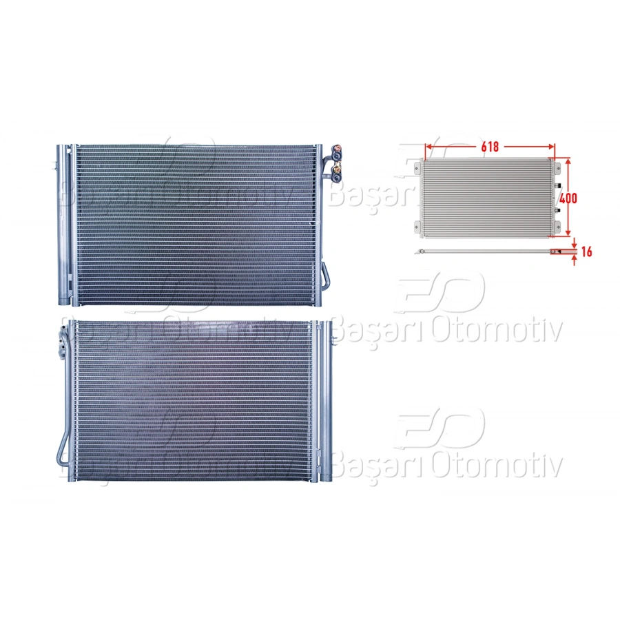 KLIMA RADYATORU 618X400X16 BMW 1 SERISI E81. E82. E87. E88. 3 SERISI E90. E91. E92. E93. X1 E84. Z4 E89 03-15 BENZINLI